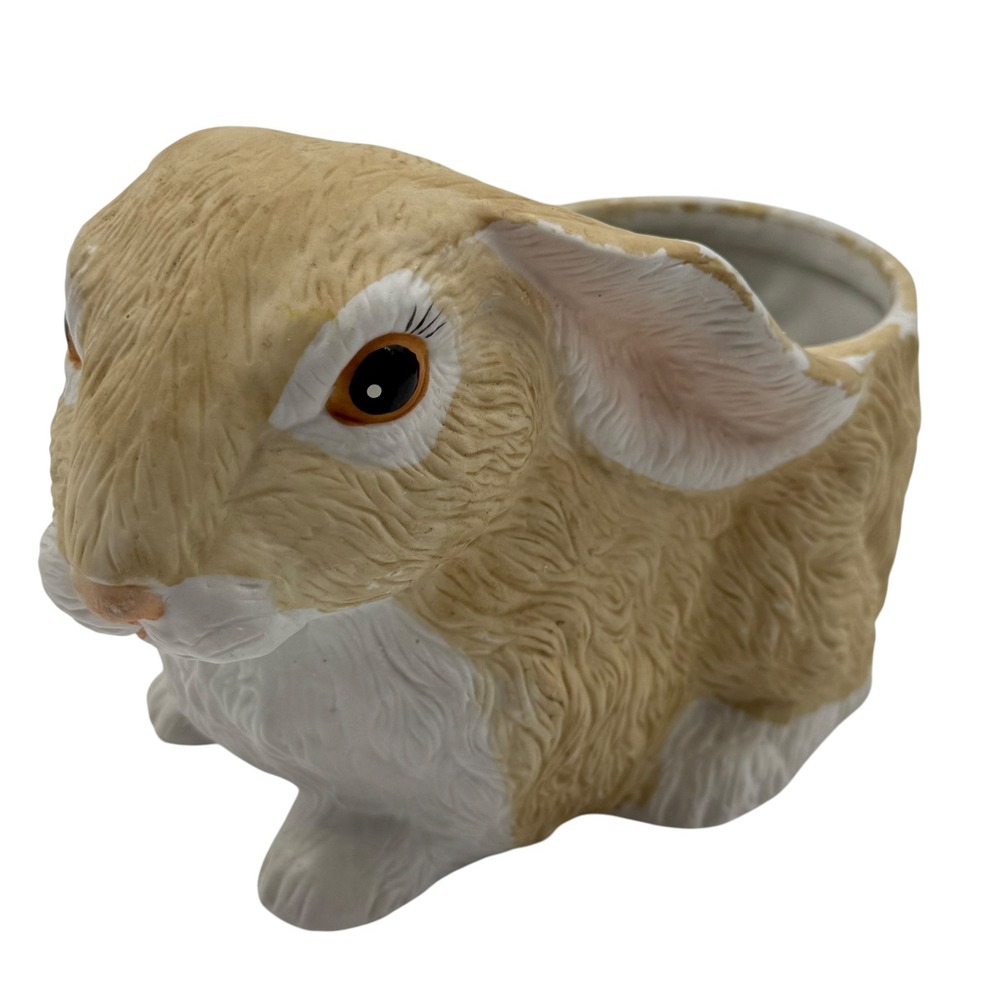 Tan Lop Eared Bunny Rabbit‎ Planter Flower Pot Ceramic Easter Decor Cute Easter